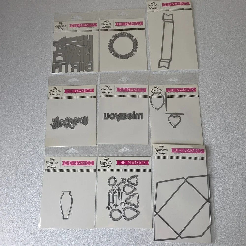 NEW My Favorite Things Die-namics Steel Dies Lot 9 Birthday Miss You Crafting